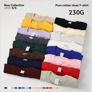Custom Men’s Oversized 230GSM 100% Cotton Solid Heavyweight Breathable Short Sleeve O Neck Sporty Streetwear T Shirts