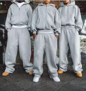 Custom Men’s Oversized Baggy Blank Tracksuit Zip up Hoodie Sweatpants and Hoodie Set Loose Heavyweight Streetwear Tracksuit