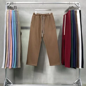 Custom Men’s Pants Trousers Streetwear Loose Breathable Sweat Pant Cotton Wide Leg Fit Pant Oversized Baggy Sweatpants