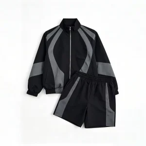 Custom Men’s Plus Size 2 Piece Vintage Sporty Tracksuit Windproof Lightweight Breathable Quick Dry Water Resistant 100%Polyester
