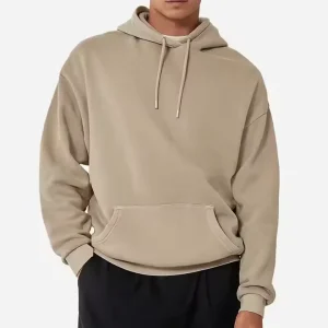 Custom Men’s Pullover Hoodie 100% Cotton Drop Shoulder Pocket Oversized Hoodies and Sweatshirts