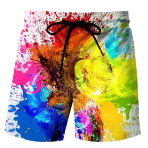 Custom Men’s Quick-Dry Fitness Swimwear Waterproof Printed Plants Beach Surfing Shorts Plus Size