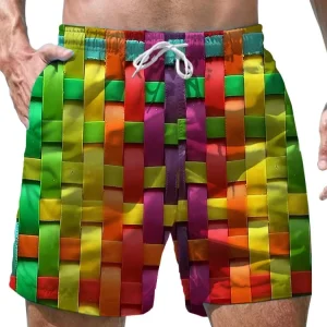 Custom Men’s Quick-Dry Fitness Swimwear Waterproof Printed Plants Beach Surfing Shorts Plus Size