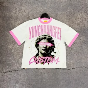 Custom Men’s Ringer T-shirt Graphic DTG Print Contrast Trim Cotton Oversized Boxy Fit Casual Streetwear OEM ODM Manufacturer