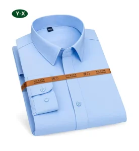 Custom Men’s Shirts Formal Office Dress Shirts Casual Stand-Up Collar Long Sleeve Shirt