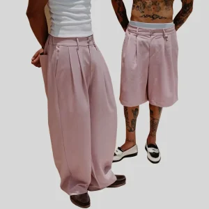 Custom Men’s Short Pants Casual Pleats Long Pants Pleat Men’s Dress Formal Pants Trousers