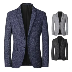 Custom Men’s Slim Fit Formal Business Suit Coat Two Button Lapel Long Sleeve Blazer