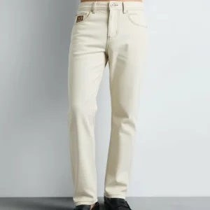 Custom Men’s Slim Fit Solid Light Wash Mid Waist Denim Jeans Straight Leg Stretch Eco-Friendly Casual ODM Supply Leather Label