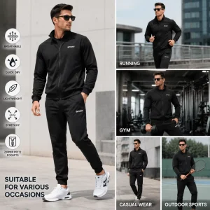 Custom Men’s Sports Tracksuit Set Quick Dry Training Jogging Suit Zip Up Activewear OEM ODM Logo Factory
