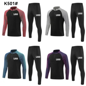 Custom Men’s Sportswear Suit 100% Polyester Breathable Semi pull Jacket Finger Coat Elastic Waist Slim Trousers XL
