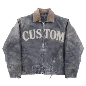 Custom Men’s Streetwear Jacket Designer Vintage Jean Coats Winter Distressed Embroidered Patch Oversize Work Denim Jean Jacket