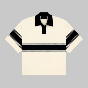 Custom Men’s Striped Knit Polo Shirt Color Block Short Sleeve Oversized Fit Soft Breathable 100% Cotton Casual Streetwear