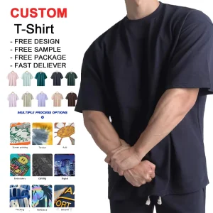 Custom Men’s Summer Loose Breathable 240g 100% Cotton Printed T-Shirt for Gym Fitness Bodybuilding Short Sleeve Eco-Friendly