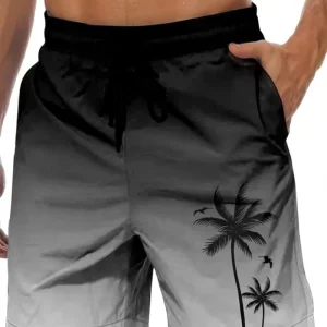 Custom Men’s Swim Trunks Hawaiian Bathing Mesh Lining Swimsuits Beach Shorts with Pockets