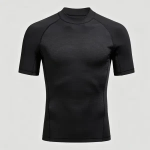 Custom Men’s Swimwear Sustainable Anti chlorine Ribbed Rash Guard Breathable Compression Swim Top for Water Sports
