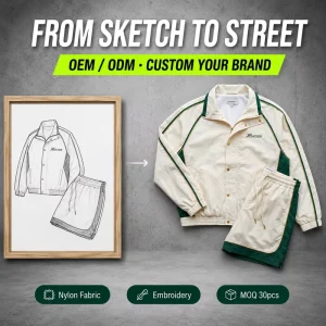 Custom Mens Tennis Tracksuit Cream Collared Zip Up Nylon Track Jacket And Drawstring Shorts Matching Outfit Private Label