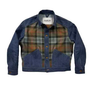 Custom Men’s Vintage Embroidered Patchwork Mixed Media Breathable Jacket Turn-Down Collar Denim Outerwear Hybrid