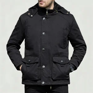 Custom Men’s Windbreak Down Coat Jacket Casual Outdoor Waterproof Canvas Puffer Sherpa Fleece Zip Up Jacket for Men