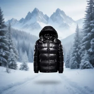 Custom Men’s Winter Casual Full Zip Padded Warm Shiny Puffer Down Coat