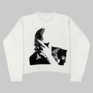 Custom Men’s Winter Crew Neck Knit Pullover Plus Size Oversize Knitwear Breathable with Front Logo Knitted Men’s Clothes