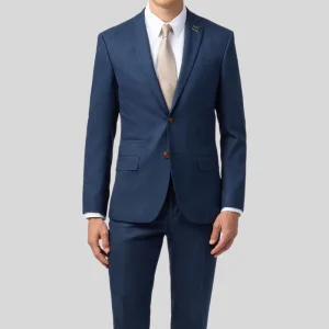 Custom Navy Texture Stretch Suit Men’s Groom Tuxedo Suit Double Breasted High Coats With Pants Plus Size for Party Adults