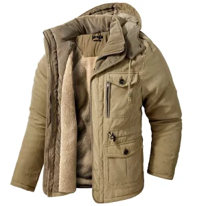 Custom New Men’s Jacket Winter US Size Large Size Jacket Hooded Cotton Thickened Multi-pocket Casual Mid-length Coat