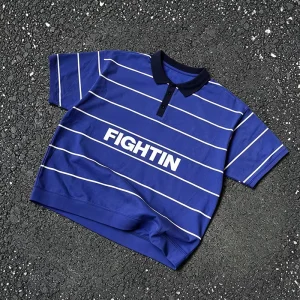 Custom OEM Cotton Blend Breathable Soft Summer Casual Gym Streetwear Sublimation Logo Men Blue Stripe Polo T-Shirt
