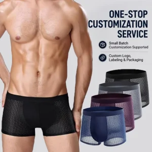 Custom OEM & ODM Factory Men’s Boxer Briefs Mesh Breathable Seamless Underwear Label Custom Design Sample One-Stop Service