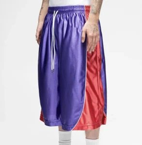 Custom OEM ODM Streetwear Satin Basketball Shorts Men Shiny Loose Fit Drawstring Sports Shorts