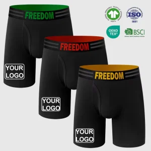 Custom OEM Private Label Jacquard Boxer Shorts for Men Custom Logo Print Cotton Spandex Underwear Comfortable High Stretch