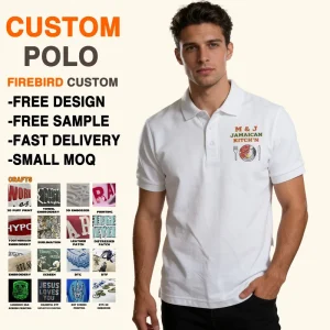 Custom Own Brand Logo DTF Printed Pattern Knitted Cotton Anti Wrinkle & Regular Fit Casual Men’s Short Sleeve Polo Shirts