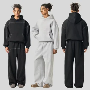 Custom Plain Blank Oversized Hoodie Sweatpants Set New Style Breathable Streetwear Casual Heavyweight Hoodie Tracksuits for Men