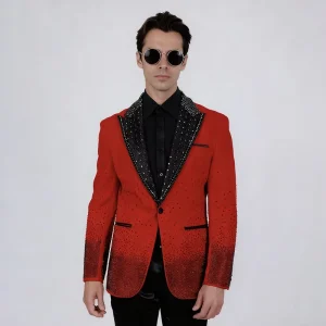Custom Plus Size Mens Blazer Bespoke Single Breasted Slim Fit Shiny Rhinestone Jewels Men’s Suit Anti Wrinkle 100% Polyester