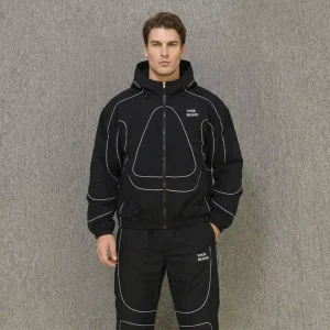 Custom Polyester 3M Reflective Tracksuit Manufacturer Oversized Lightweight Windbreaker Waterproof Baggy Nylon Tracksuit