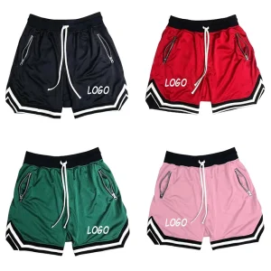 Custom Polyester Men’s Sports Training Shorts With Zipper Pockets Summer Logo Printed Basketball Shorts Men’s Sports
