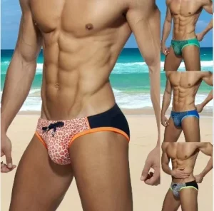 Custom Print Logo Men’s Thong Bikini Underwear Men’s Swimwear Fashion Triangle Swim Trunks Summer Man Wearing Bikini Underwear