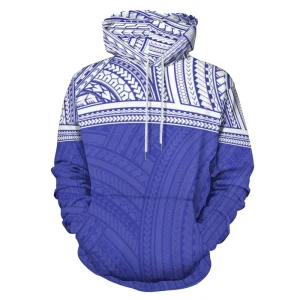 Custom Print Logo Polynesian Design Oversized Men Hoodies, Polyester Hooded Sweatshirts, Pullover with Pocket