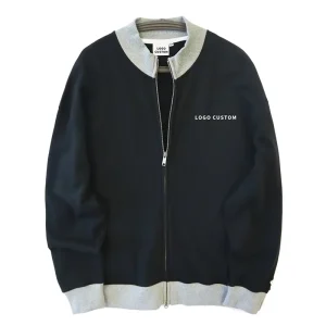 Custom Printed Logo College Style Black Varsity Baseball Jacket Stand Collar XL Winter Spring for Men and Women