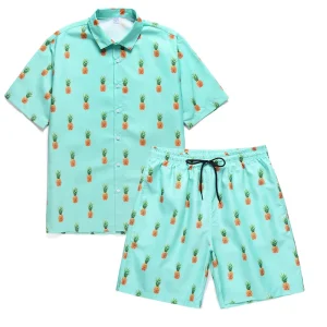 Custom Printed Men’s Beachwear Set Quick Dry Swim Shirt and Shorts 2 Piece Swimwear for Summer Vacation