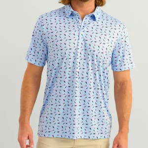 Custom Printing Embroidery logo Pattern Golf Shirts UV Shirts Fitted Slim Fit 4 Way Stretch UPF50 Golf Shirt Polo T-Shirt