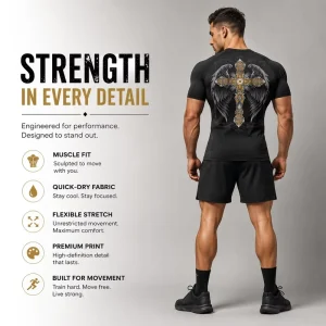 Custom Printing Men’s Sports Compression Top Bulk Production Smooth Stretch Fabric Athletic Shirt for Cycling Outdoor Exercise