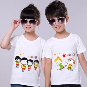 Custom Printing Straight Shoulders 180 Grams Tshirt Plain Cotton Tee shirt Adult Girls Children Kids T shirt