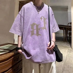 Custom Puff Print Streetwear Heavyweight Vintage Cotton Men’s T-Shirts Oversized Acid Wash T Shirt