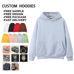 Custom Puff Printing Hoodies for Men 500gsm 40% Cotton 50% Polyester Thick Heavyweight Blank Fleece Men Plain Hoodies