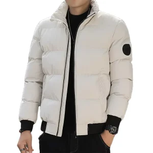 Custom Puffer Down Parkas Jacket with Zipper Closure Fashion Shiny Winter Coat for Men