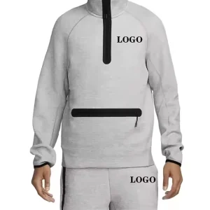 Custom Pullover Zip Up Air Layer Knit Cotton Sweatshirt Men Casual Quarter Zip Men’s Hoodies Sweatshirts