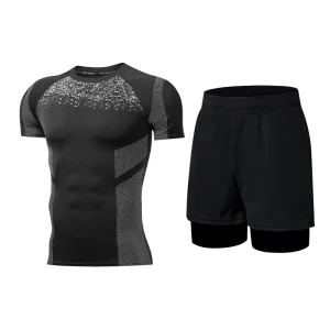 Custom Quick Dry Compression Gym Fitness Set Men’s Compression Shirt & Pants Sportswear