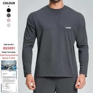 Custom Quick Dry Crew Neck Pullover Long Sleeves Shirts Sportswear Sweatshirt Men Workout Fitness Running Gym Training T shirt