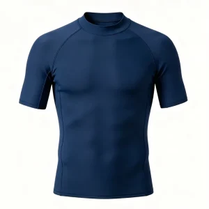 Custom Quick Dry Men’s Swimwear Short Sleeve Rash Guard UPF 50+ Stretch Swim Shirt for Surfing and Water Sports
