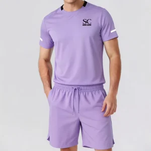 Custom Quick Drying Summer Men Sports Friendly Running Set Short Sleeve T Shirts Shorts 2 Pieces Running Fitness Breathable Sets
